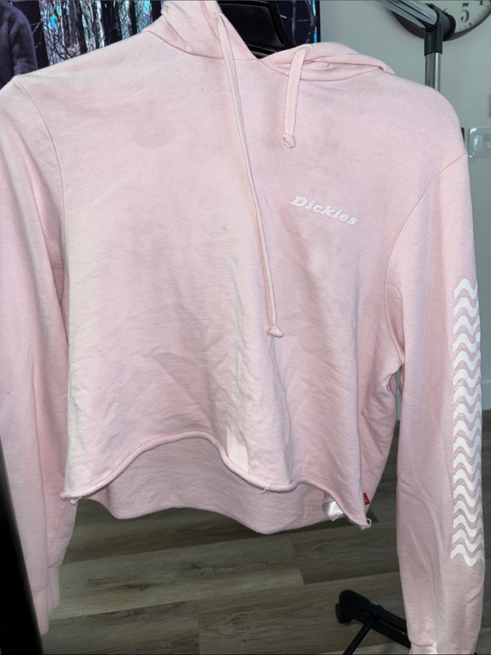 Dickies Light Pink Cropped Hoodie Sweatshirt